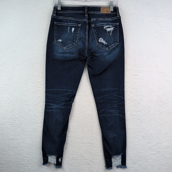 Bke Jeans Women 27 Stella Slim Fit Low Rise Ankle Skinny Distressed Raw Hem Blue - Picture 5 of 8